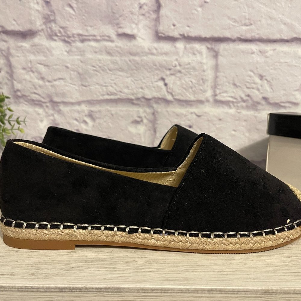 Black Espadrille Slip-On Flats
